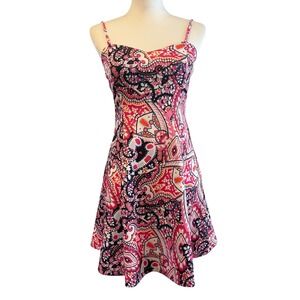 Lascana for Venus Pink Paisley Spaghetti Strap A-Line Mini Dress XS